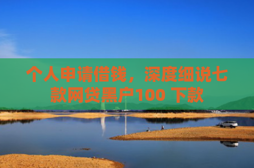 个人申请借钱，深度细说七款网贷黑户100 下款