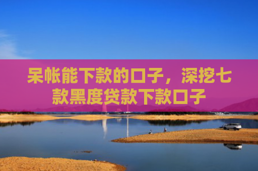 呆帐能下款的口子，深挖七款黑度贷款下款口子